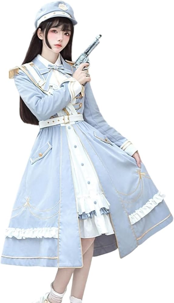 Amazon | [YJANZP] AYAY_COS 軍服ロリータ ワンピース 水色